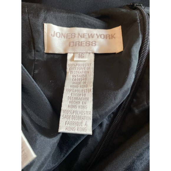 Jones New York Woman’s black dress size 16 sleeveless black lace bead PO w tags - Picture 12 of 16